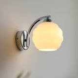 Art Deco Rippled Glass Globe Wall Sconce