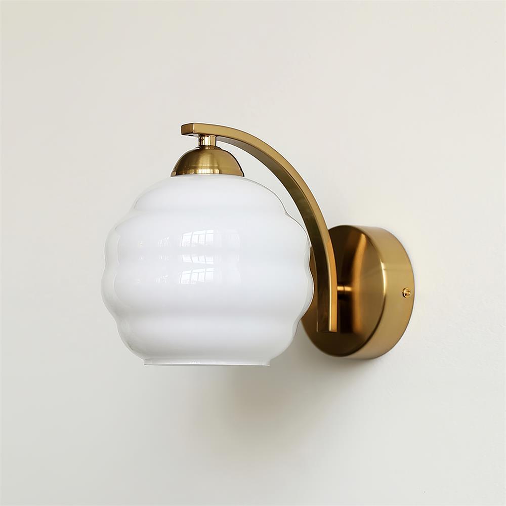 Art Deco Rippled Glass Globe Wall Sconce