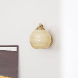 Art Deco Rippled Glass Globe Wall Sconce
