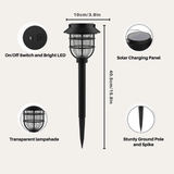 Black Solar LED Path Lights with Cage Design
