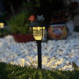 Black Solar LED Path Lights with Cage Design