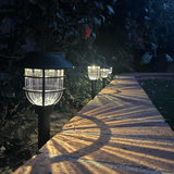 Black Solar LED Path Lights with Cage Design