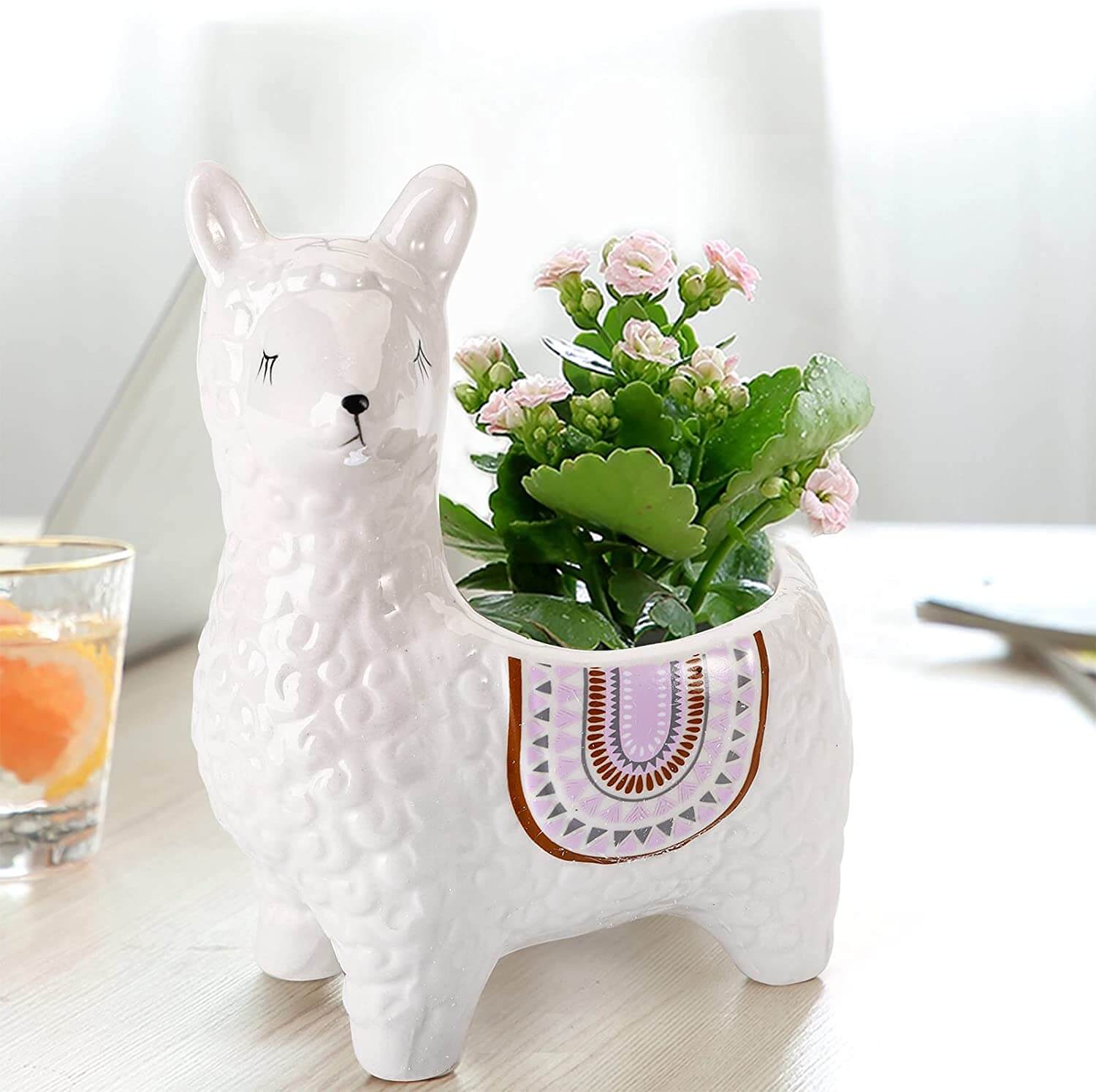 Ceramic Alpaca Flower Pot Decorative Design