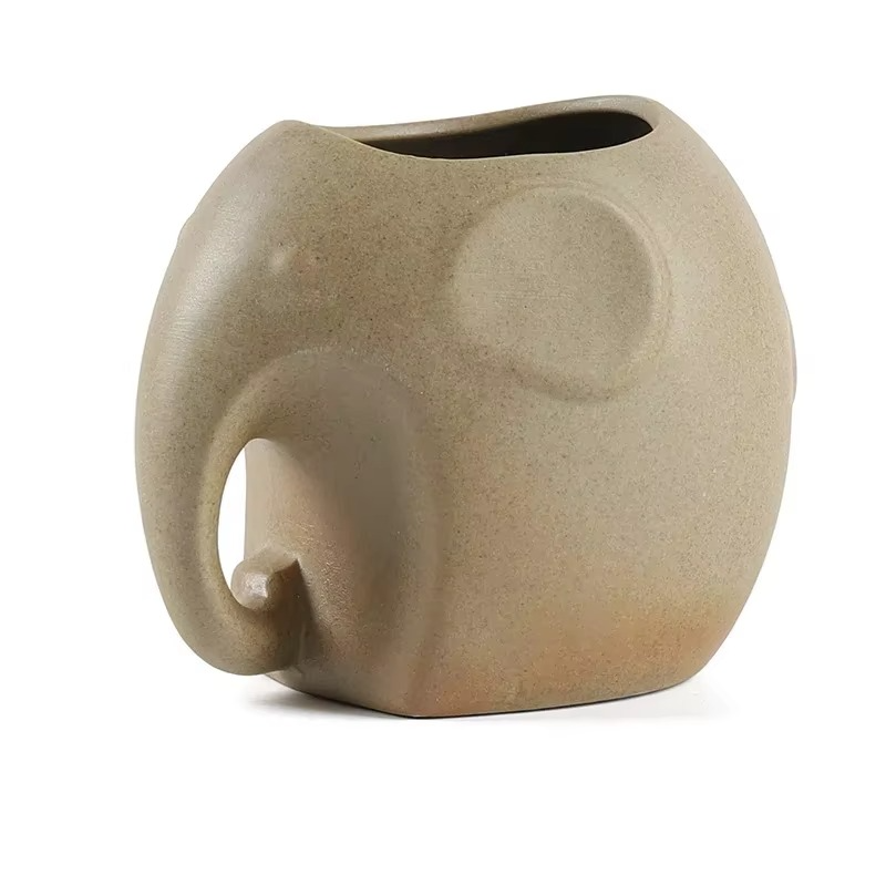 Ceramic Animal Planter with Sculpted Handle