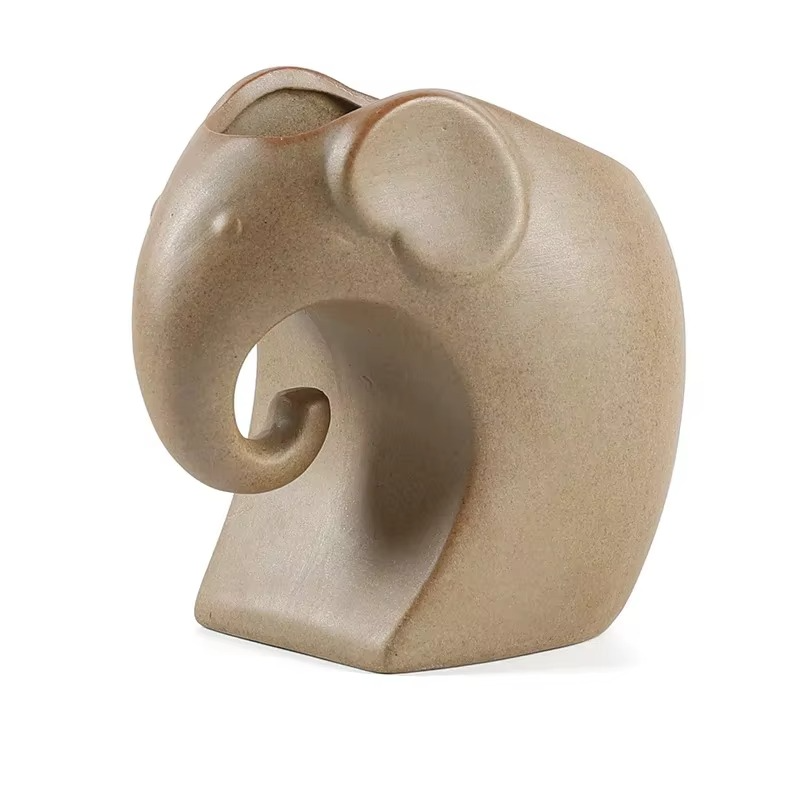 Ceramic Animal Planter with Sculpted Handle