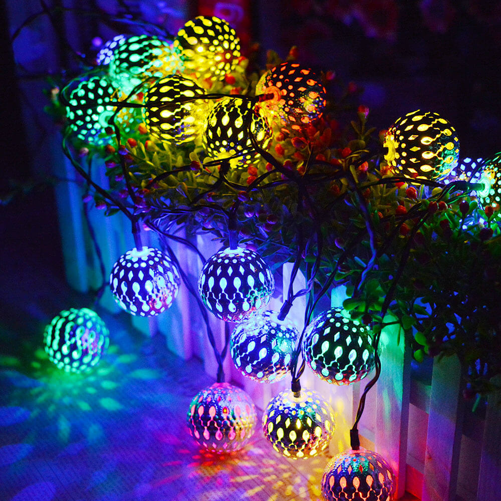 Colorful Metal Solar Light String with Orbs