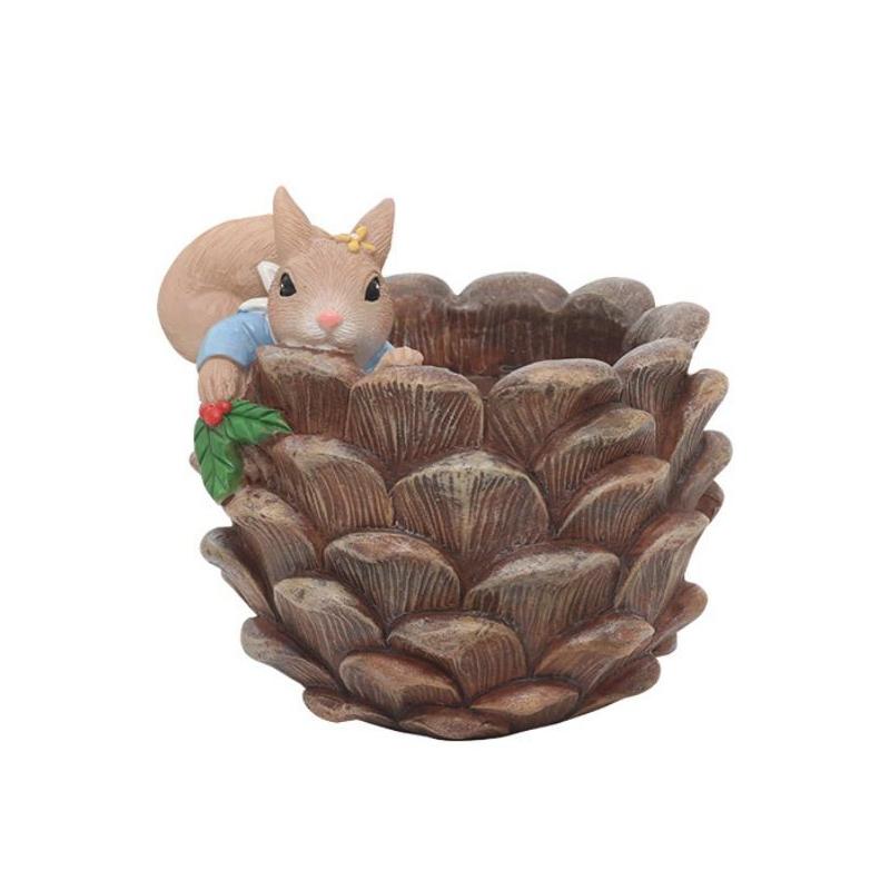 Decorative Cartoon Squirrel Flower Pot Resin