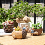 Decorative Cartoon Squirrel Flower Pot Resin