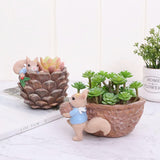 Decorative Cartoon Squirrel Flower Pot Resin