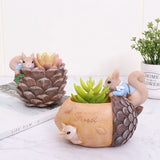Decorative Cartoon Squirrel Flower Pot Resin