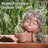 Decorative Ceramic Face Head Planters Dual