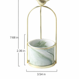 Decorative Metal Flower Pot with Bird Accent