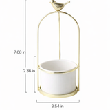 Decorative Metal Flower Pot with Bird Accent