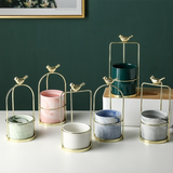 Decorative Metal Flower Pot with Bird Accent
