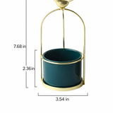 Decorative Metal Flower Pot with Bird Accent
