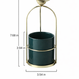 Decorative Metal Flower Pot with Bird Accent