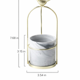 Decorative Metal Flower Pot with Bird Accent
