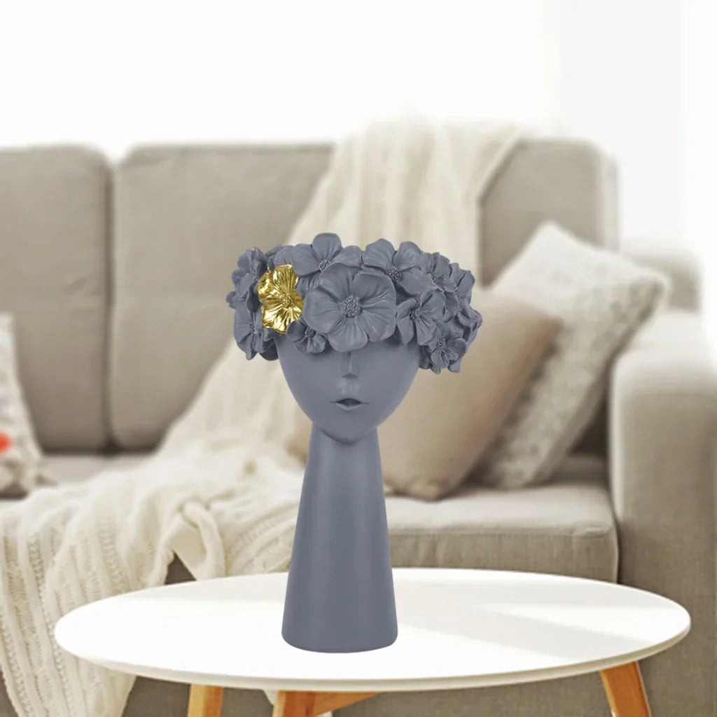 Decorative Resin Face Sculpture Flower Vase