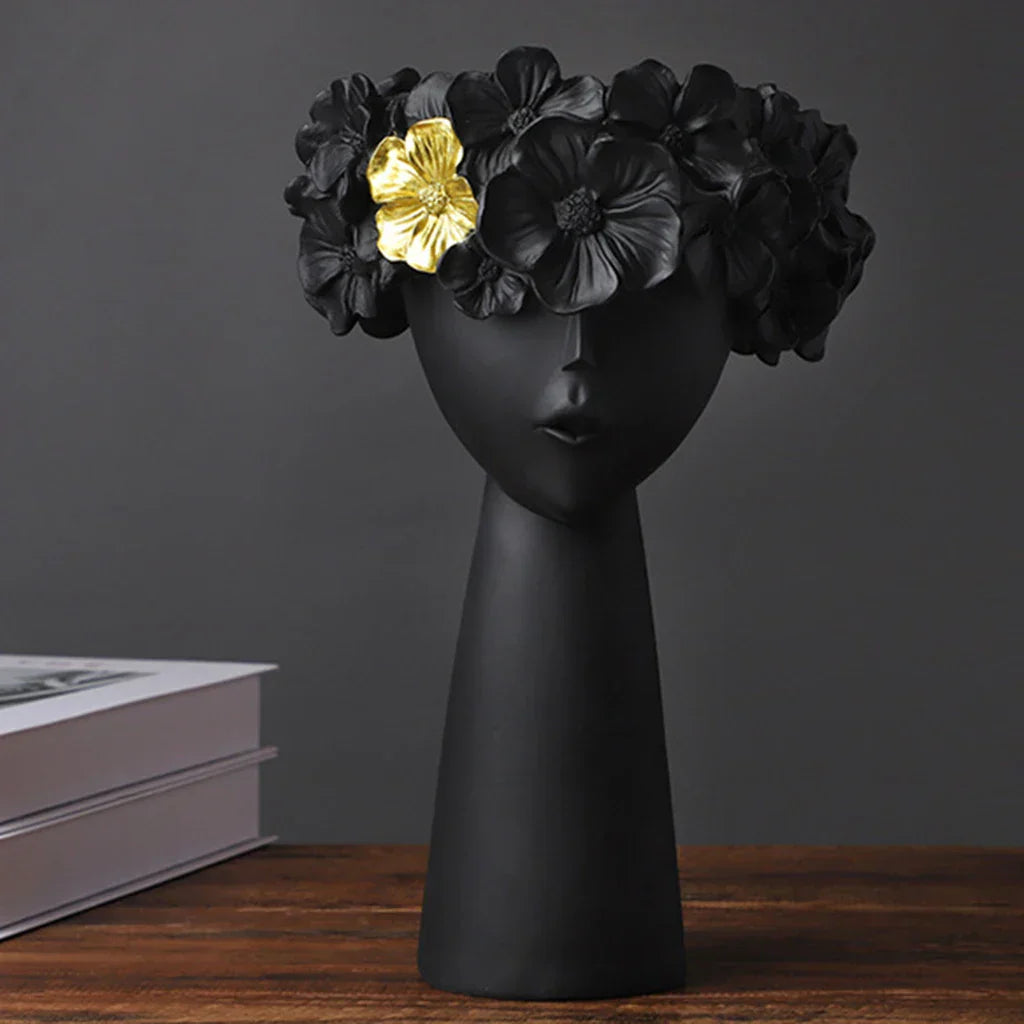 Decorative Resin Face Sculpture Flower Vase