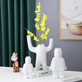 Decorative Resin Flower Pot with Robot Design