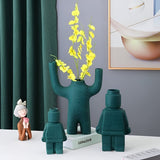 Decorative Resin Flower Pot with Robot Design