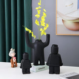 Decorative Resin Flower Pot with Robot Design