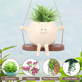 Decorative Resin Hanging Planter Smiling Face