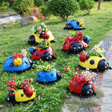 Decorative Resin Ladybug Flower Pot Accent