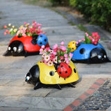 Decorative Resin Ladybug Flower Pot Accent