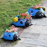 Decorative Resin Ladybug Flower Pot Accent