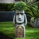 Decorative Solar LED Face Planter Sculptural