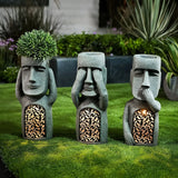 Decorative Solar LED Face Planter Sculptural