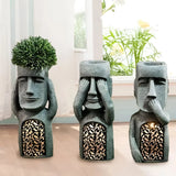 Decorative Solar LED Face Planter Sculptural