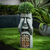Decorative Solar LED Face Planter Sculptural