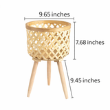 Decorative Woven Bamboo Flower Pot with Stand