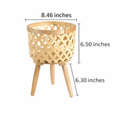 Decorative Woven Bamboo Flower Pot with Stand
