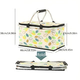 Foldable Checkered Picnic Basket Zippered Lid