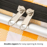 Foldable Checkered Picnic Basket Zippered Lid