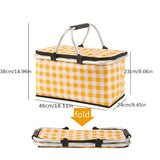 Foldable Checkered Picnic Basket Zippered Lid