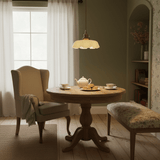 French Ruffled Glass Pendant with Brass