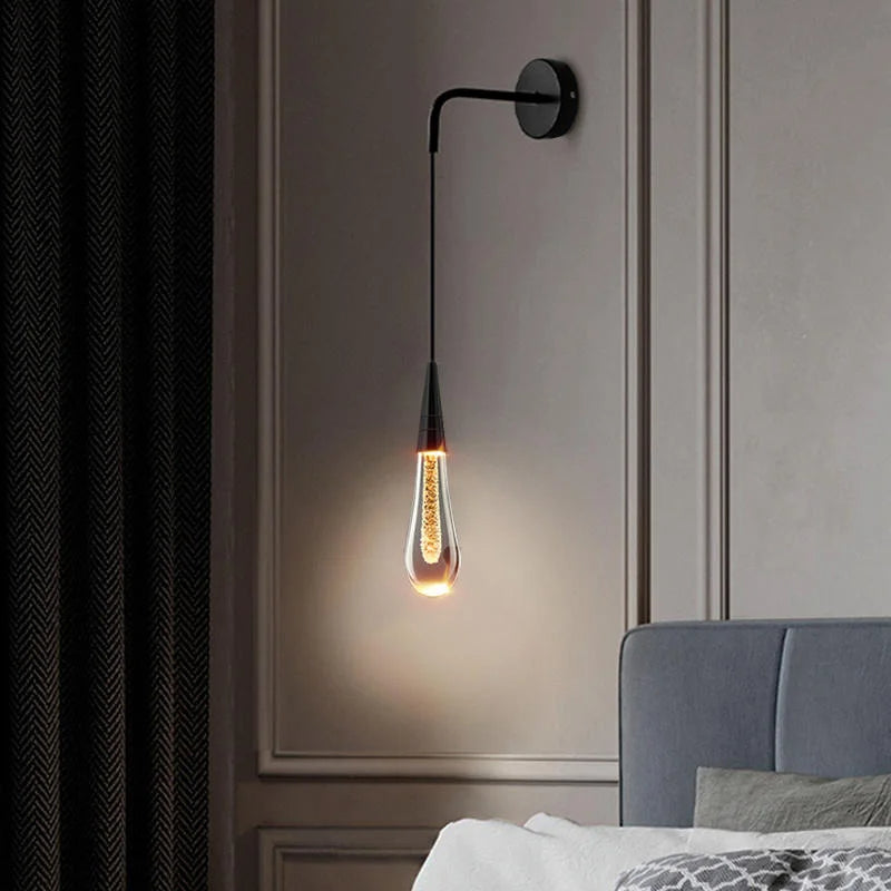 Gold Glass Raindrop LED Wall Sconce Light