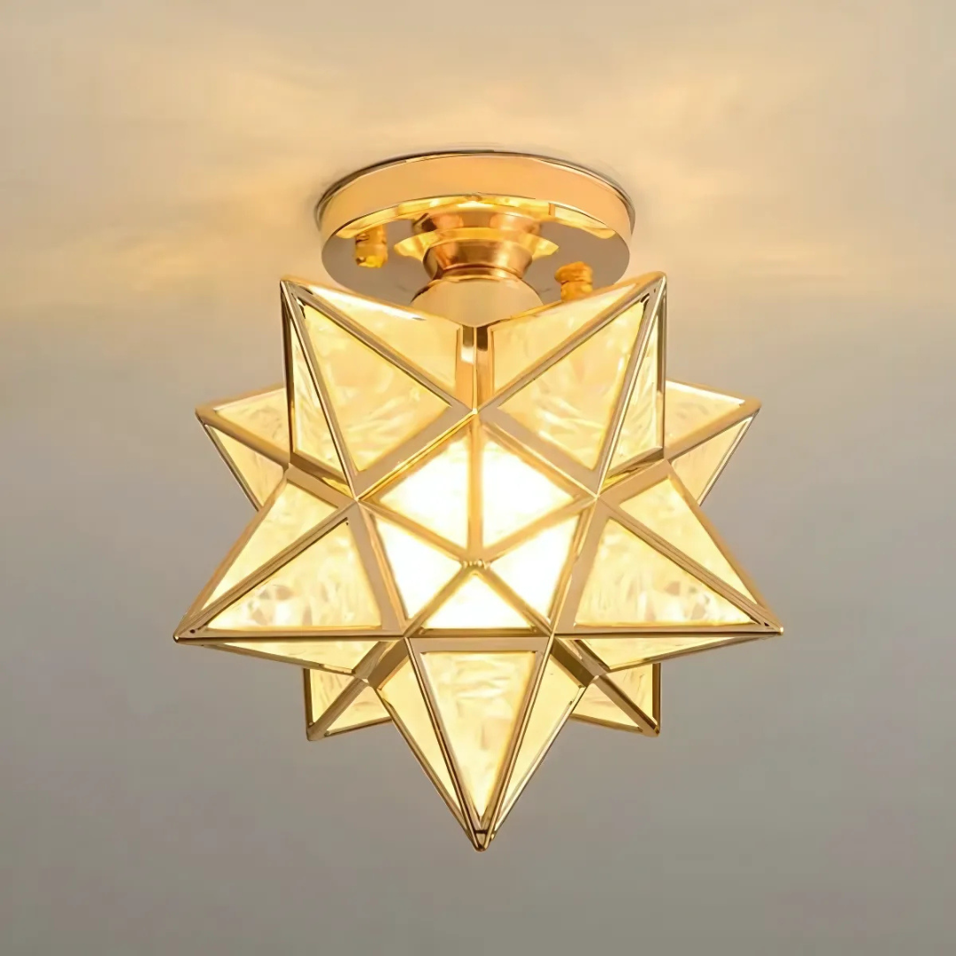 Gold Glass Star Ceiling Light with LED
