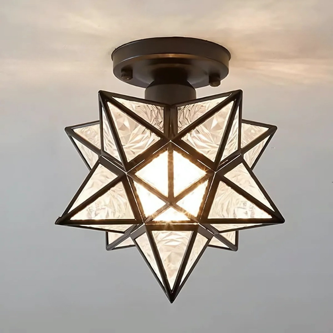 Gold Glass Star Ceiling Light with LED
