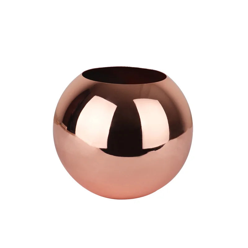 Gold Metal Flower Pot with Round Nordic Shape