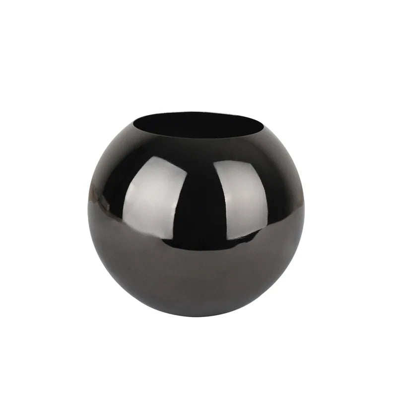 Gold Metal Flower Pot with Round Nordic Shape
