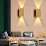 Gold Rectangular LED Wall Sconce 2 Light
