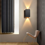 Gold Rectangular LED Wall Sconce 2 Light