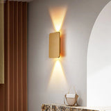 Gold Rectangular LED Wall Sconce 2 Light