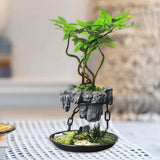 Hanging Rock Chain Planter with Butterfly Accent