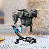 Hanging Rock Chain Planter with Butterfly Accent